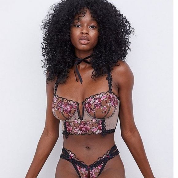 🍋For Love and Lemons Juliet Embroidered Mesh Bustier Bra - Picture 2 of 10